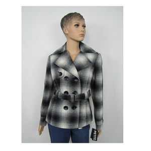 NEW MAC Women's Coat Plaid Double Breasted Size PL